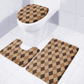 Brown Argyle Pattern Print 3 Piece Bath Mat Set