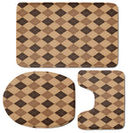 Brown Argyle Pattern Print 3 Piece Bath Mat Set
