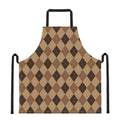 Brown Argyle Pattern Print Apron