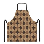 Brown Argyle Pattern Print Apron