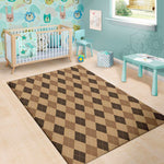Brown Argyle Pattern Print Area Rug