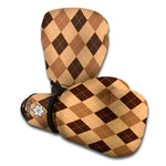 Brown Argyle Pattern Print Boxing Gloves