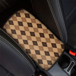 Brown Argyle Pattern Print Car Center Console Cover