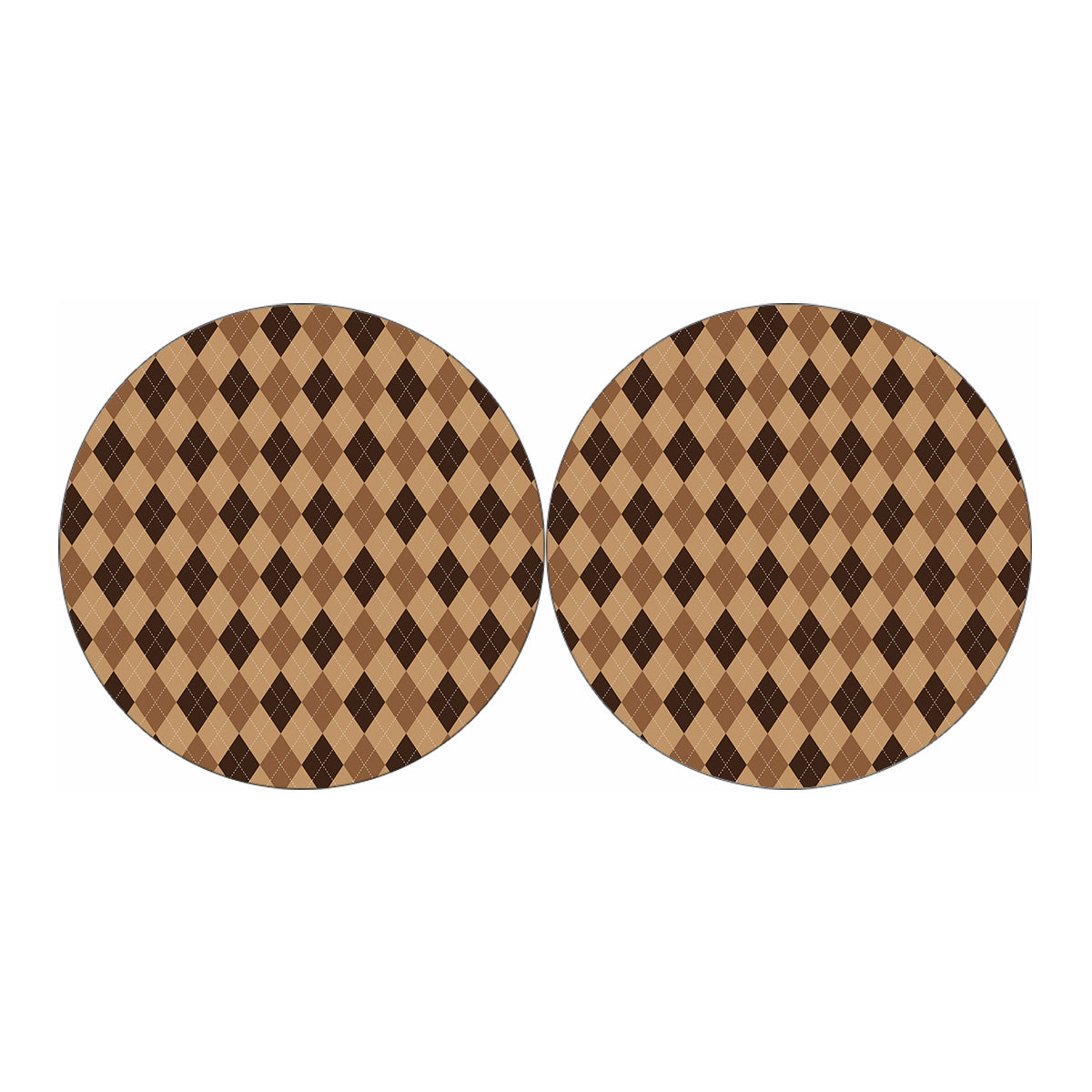Brown Argyle Pattern Print Car Coasters