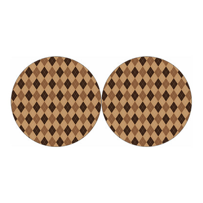 Brown Argyle Pattern Print Car Coasters