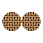 Brown Argyle Pattern Print Car Coasters