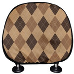 Brown Argyle Pattern Print Car Headrest Covers