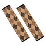 Brown Argyle Pattern Print Car Seat Belt Covers