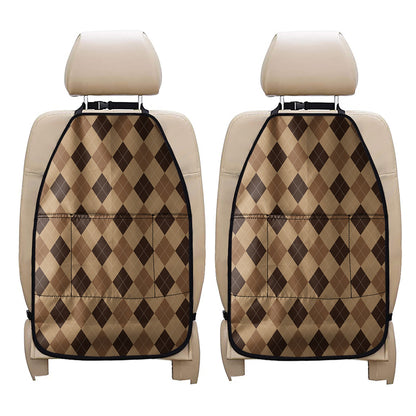 Brown Argyle Pattern Print Car Seat Organizers