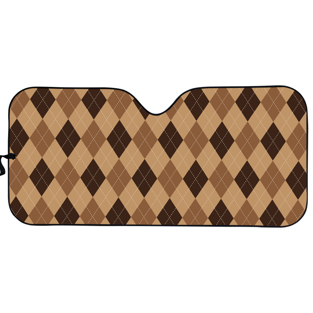 Brown Argyle Pattern Print Car Sun Shade