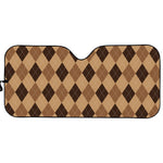 Brown Argyle Pattern Print Car Sun Shade