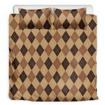 Brown Argyle Pattern Print Duvet Cover Bedding Set