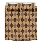 Brown Argyle Pattern Print Duvet Cover Bedding Set