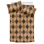 Brown Argyle Pattern Print Duvet Cover Bedding Set