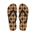 Brown Argyle Pattern Print Flip Flops