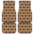 Brown Argyle Pattern Print Front and Back Car Floor Mats