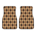 Brown Argyle Pattern Print Front Car Floor Mats