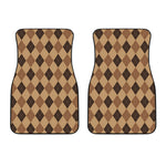 Brown Argyle Pattern Print Front Car Floor Mats