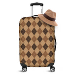 Brown Argyle Pattern Print Luggage Cover