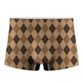 Brown Argyle Pattern Print Men's Boxer Briefs