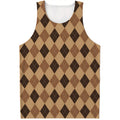 Brown Argyle Pattern Print Men's Tank Top