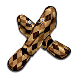 Brown Argyle Pattern Print Muay Thai Shin Guard