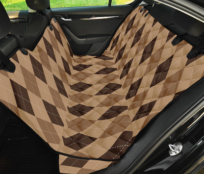 Brown Argyle Pattern Print Pet Car Back Seat Cover
