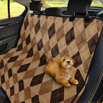 Brown Argyle Pattern Print Pet Car Back Seat Cover