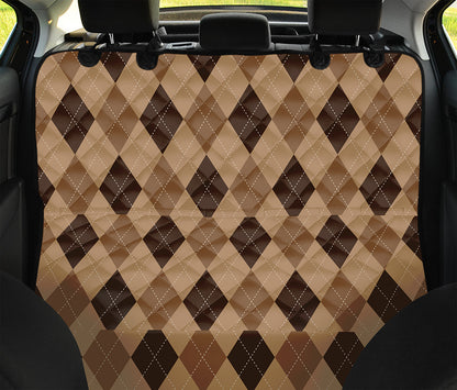 Brown Argyle Pattern Print Pet Car Back Seat Cover