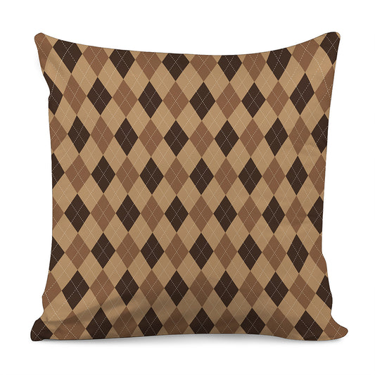 Brown Argyle Pattern Print Pillow Cover