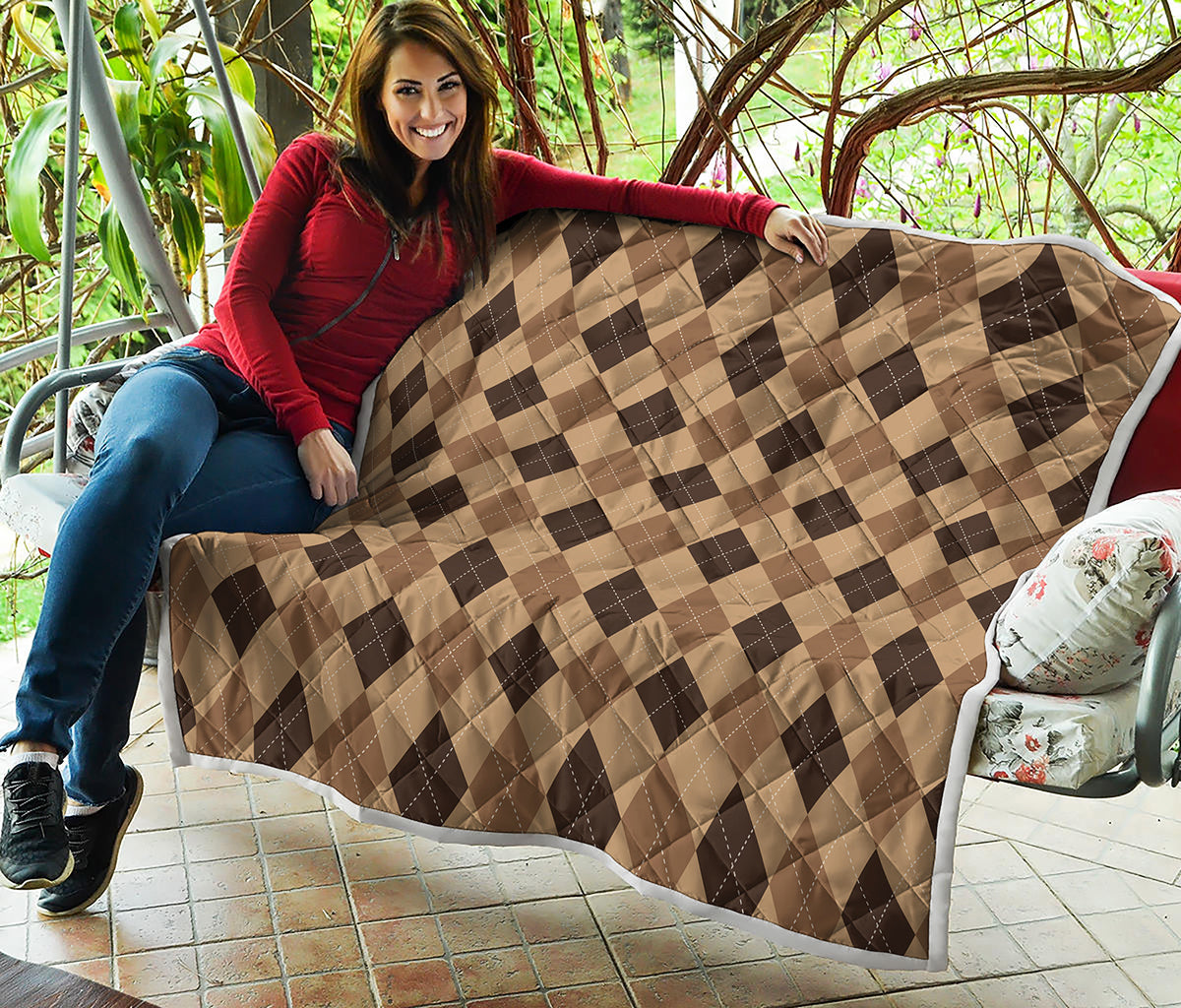 Brown Argyle Pattern Print Quilt