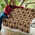 Brown Argyle Pattern Print Quilt