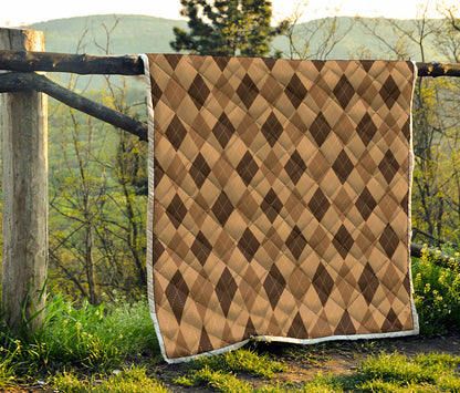 Brown Argyle Pattern Print Quilt