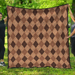 Brown Argyle Pattern Print Quilt