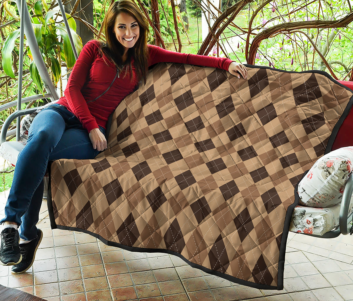 Brown Argyle Pattern Print Quilt