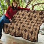 Brown Argyle Pattern Print Quilt