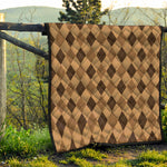 Brown Argyle Pattern Print Quilt