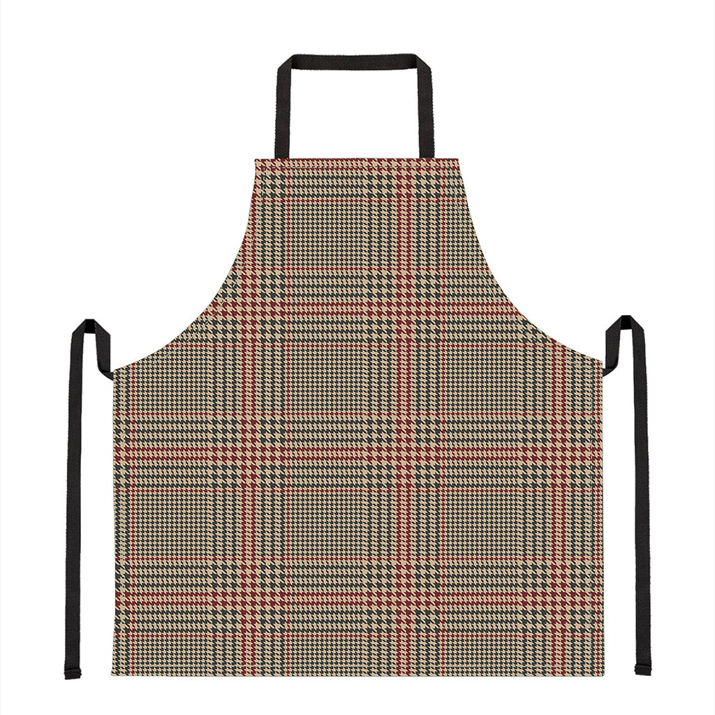 Brown Beige And Red Glen Plaid Print Apron