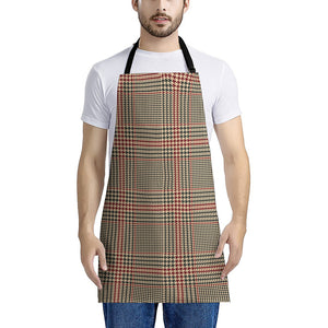 Brown Beige And Red Glen Plaid Print Apron