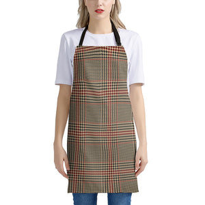 Brown Beige And Red Glen Plaid Print Apron