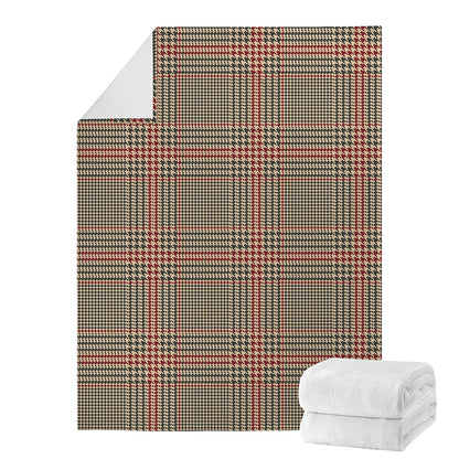 Brown Beige And Red Glen Plaid Print Blanket