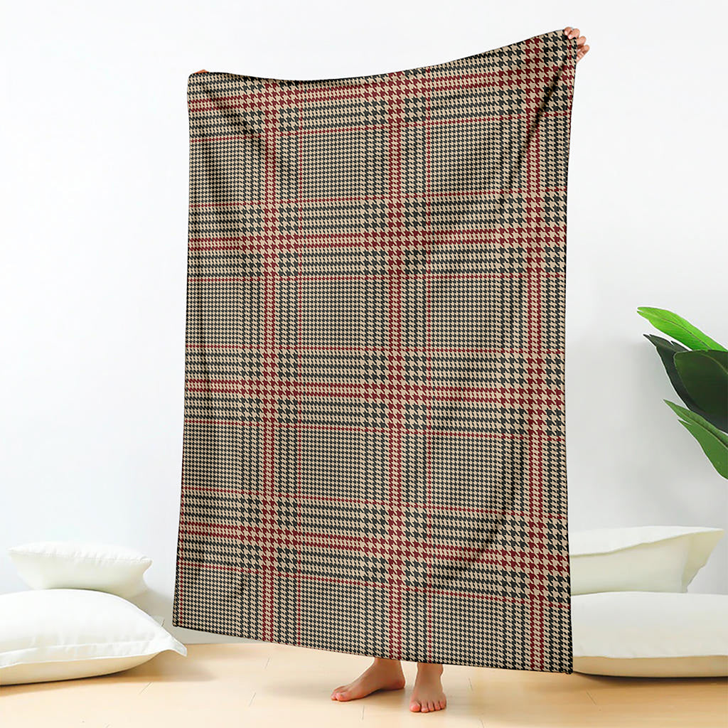 Brown Beige And Red Glen Plaid Print Blanket