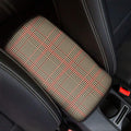 Brown Beige And Red Glen Plaid Print Car Center Console Cover