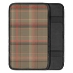 Brown Beige And Red Glen Plaid Print Car Center Console Cover