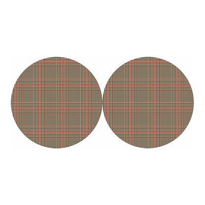 Brown Beige And Red Glen Plaid Print Car Coasters