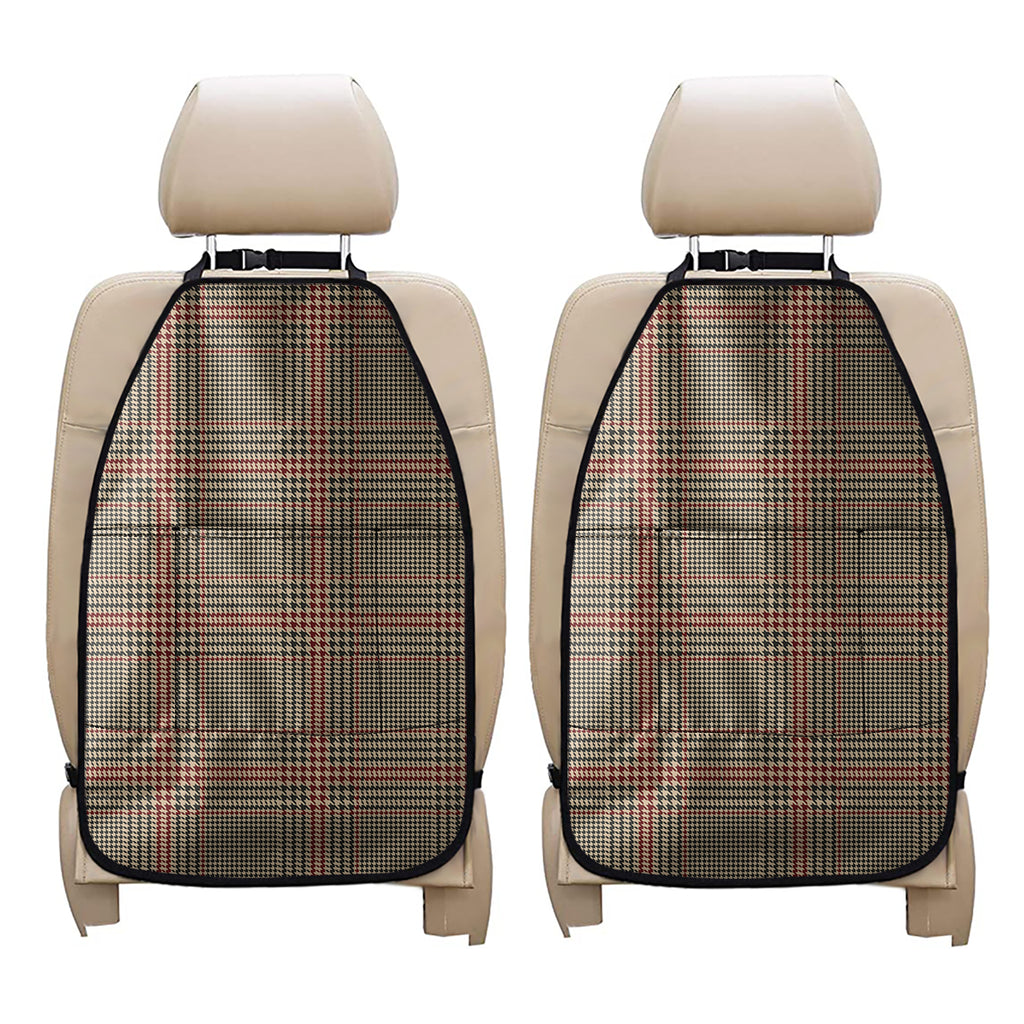 Brown Beige And Red Glen Plaid Print Car Seat Organizers