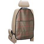 Brown Beige And Red Glen Plaid Print Car Seat Organizers