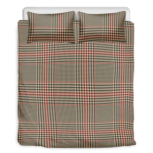 Brown Beige And Red Glen Plaid Print Duvet Cover Bedding Set