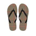 Brown Beige And Red Glen Plaid Print Flip Flops