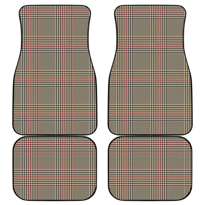 Brown Beige And Red Glen Plaid Print Front and Back Car Floor Mats